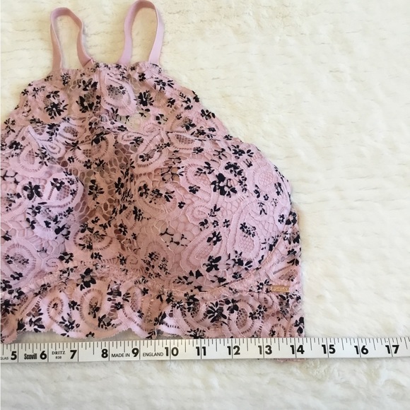 Pink Victoria’s Secret Pink/Black Lace Padded Push Up Bralette Sz.L - Picture 7 of 8